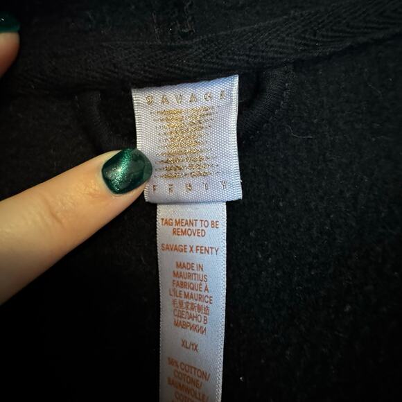 Savage‎ X Fenty Forever Savage Short Hooded Robe XL/1X Rihanna Black Lime Green - Picture 10 of 16